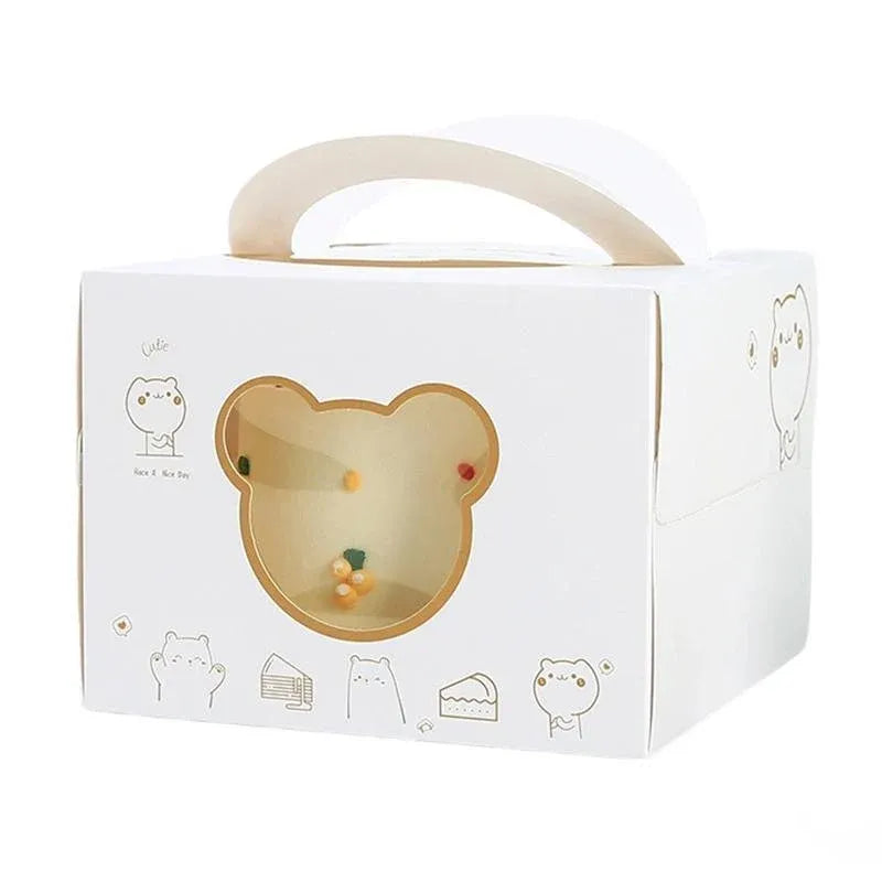 30PCS Bear Portable Cake Boxes Display Window Packing Case Party with Handle Birthday - 4 inch