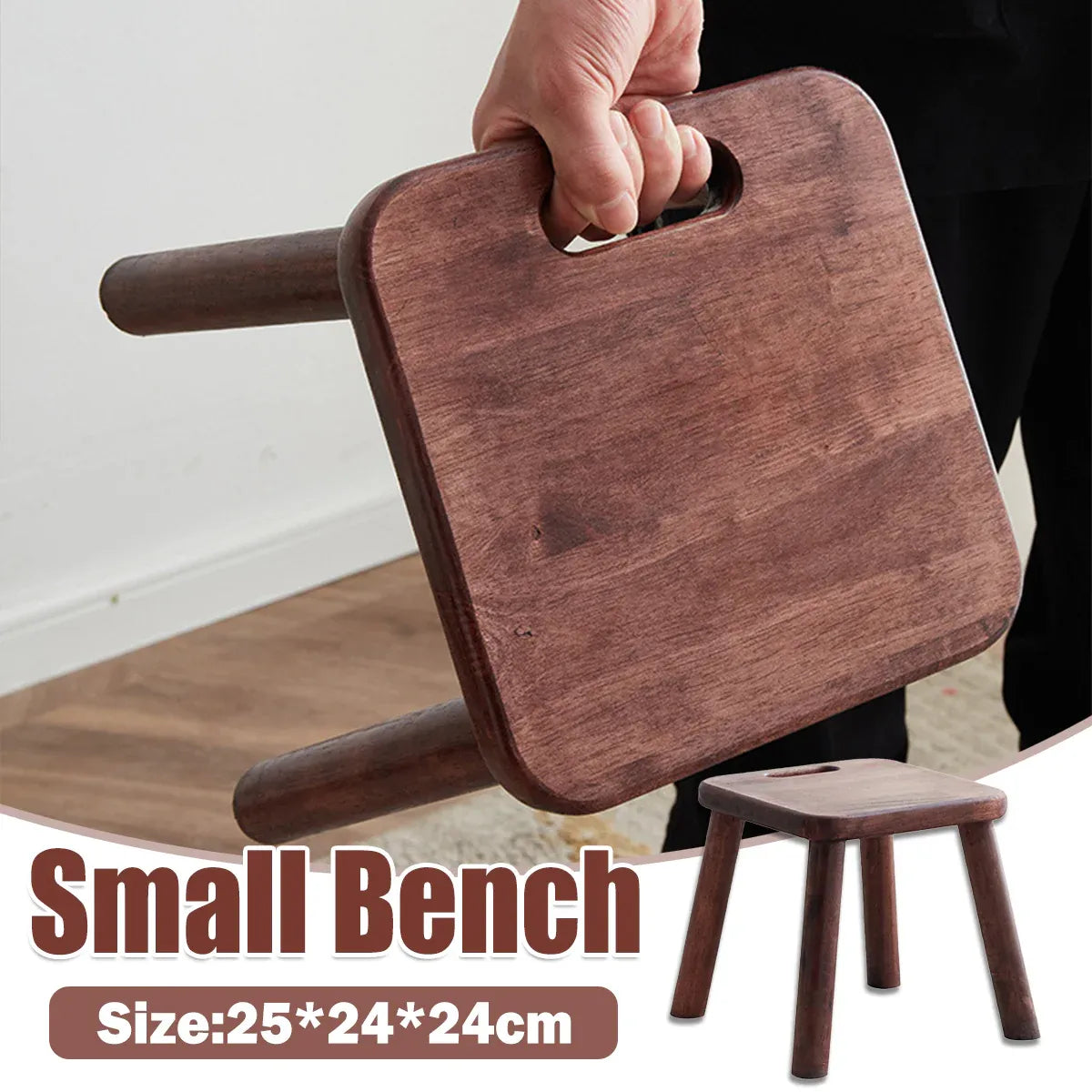 Home Solid Wood Small Bench Shoe Bench Compact Design for Entryway Living Room