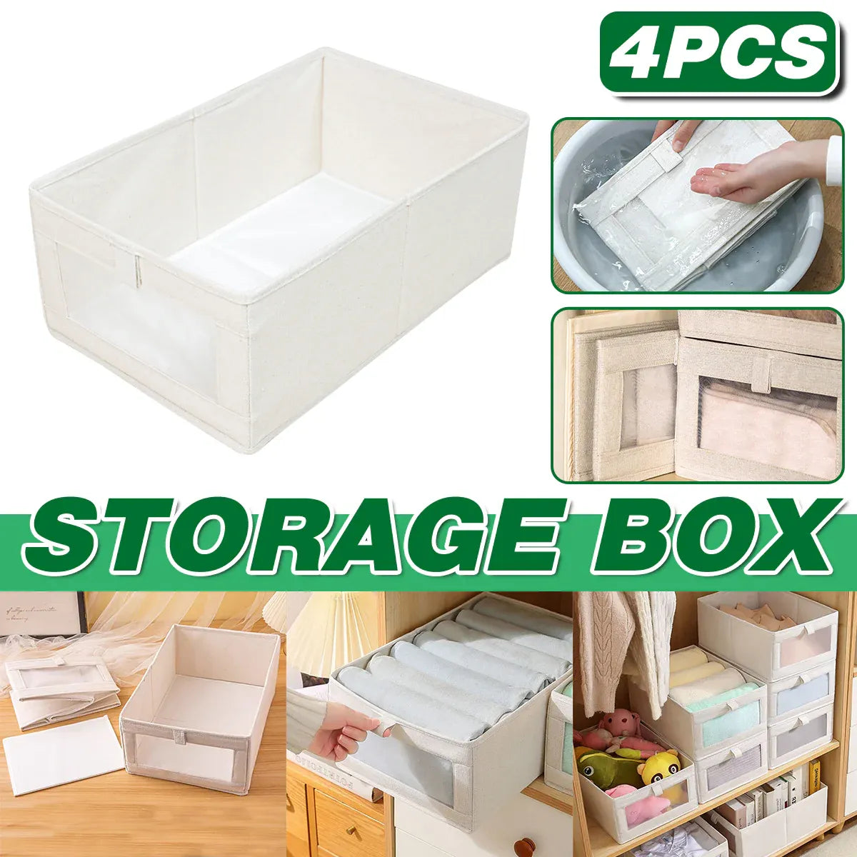 4pcs Visual Window Shirt Organizer Box Clothing Storage Basket Fabric Organizer