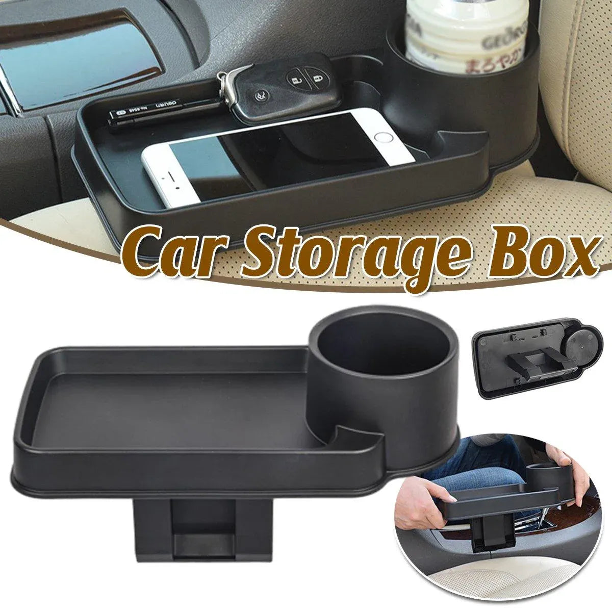 Car Storage Box Clip In Cup Holder Multifunctional Vehicle Seat Side Organizer