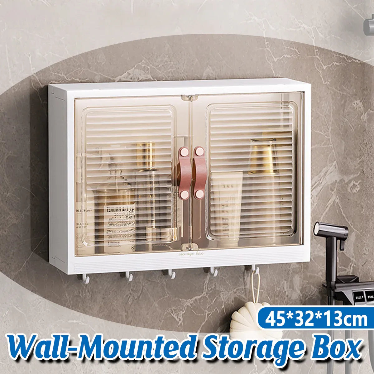 Bathroom Wall Mounted Storage Box Transparent Cabinet Rack Organizer Toiletries