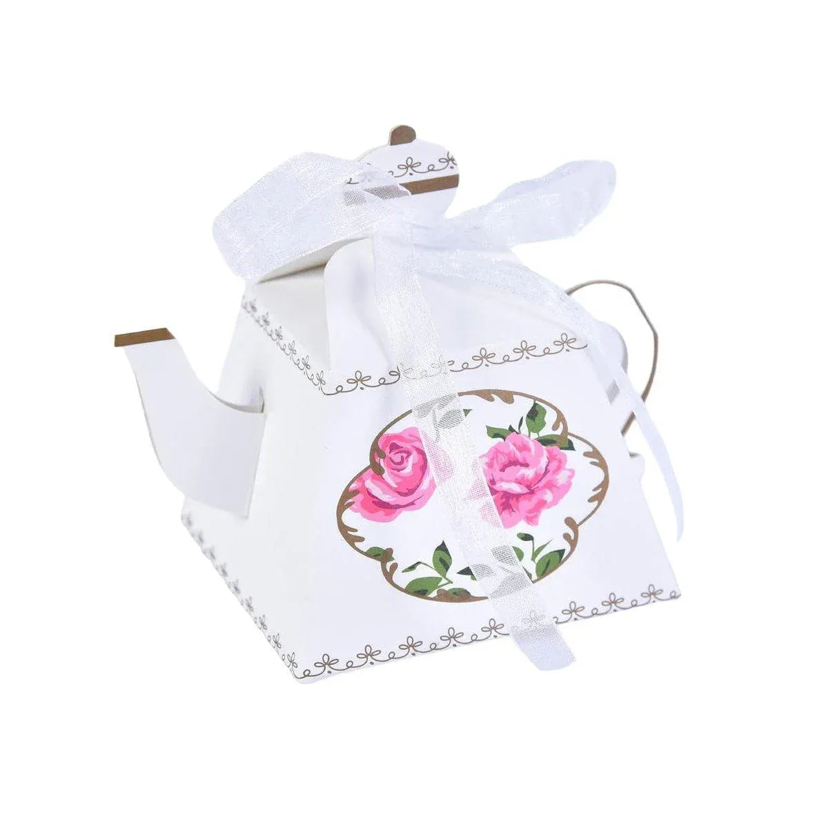 50Pcs Teapot Candy Boxes Wedding Favor Gift Packaging Tea Party Decorations - White