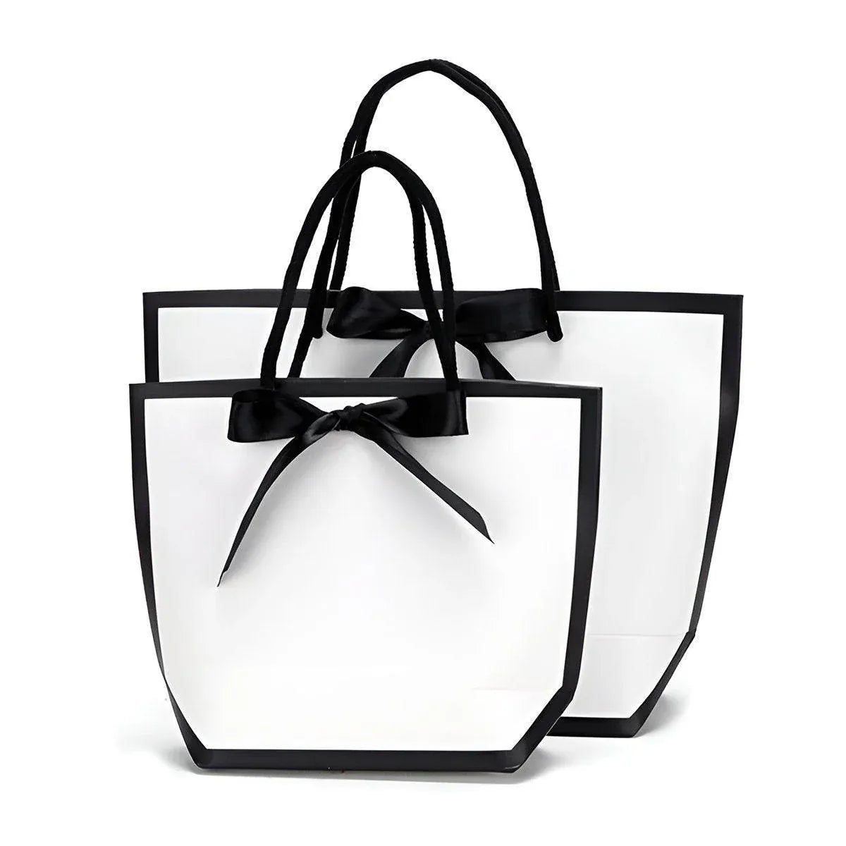 25pcs Solid Color Tote Bags Gift Packaging Shopping Bag Set for Party Favors - Large (14*7*17cm)