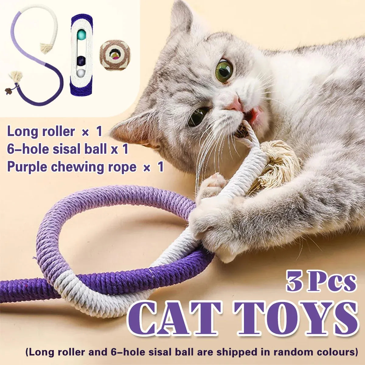 Cat Biting Rope Toy Teeth Grinding Teasing Stick Interactive Play Toy For Cats