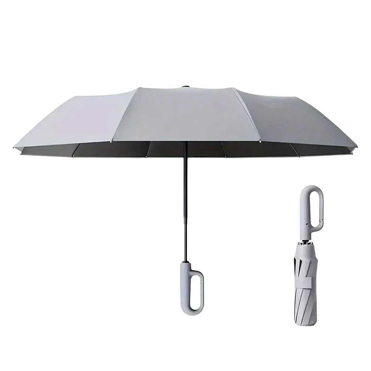 Automatic Folding UV Protection Umbrella Unisex Dual Purpose Rain Sun Umbrella - Grey