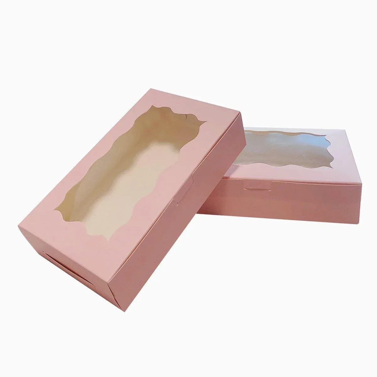 50pcs Rectangular Kraft Paper Window Box Gift Packaging Boxes Party Favors - Pink