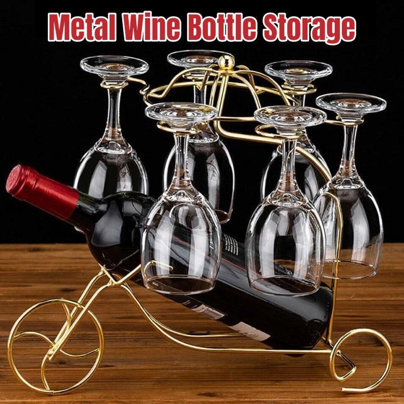 Iron Wine Bottle Holder Rack Wine Cooler Stand Decorative Storage Display