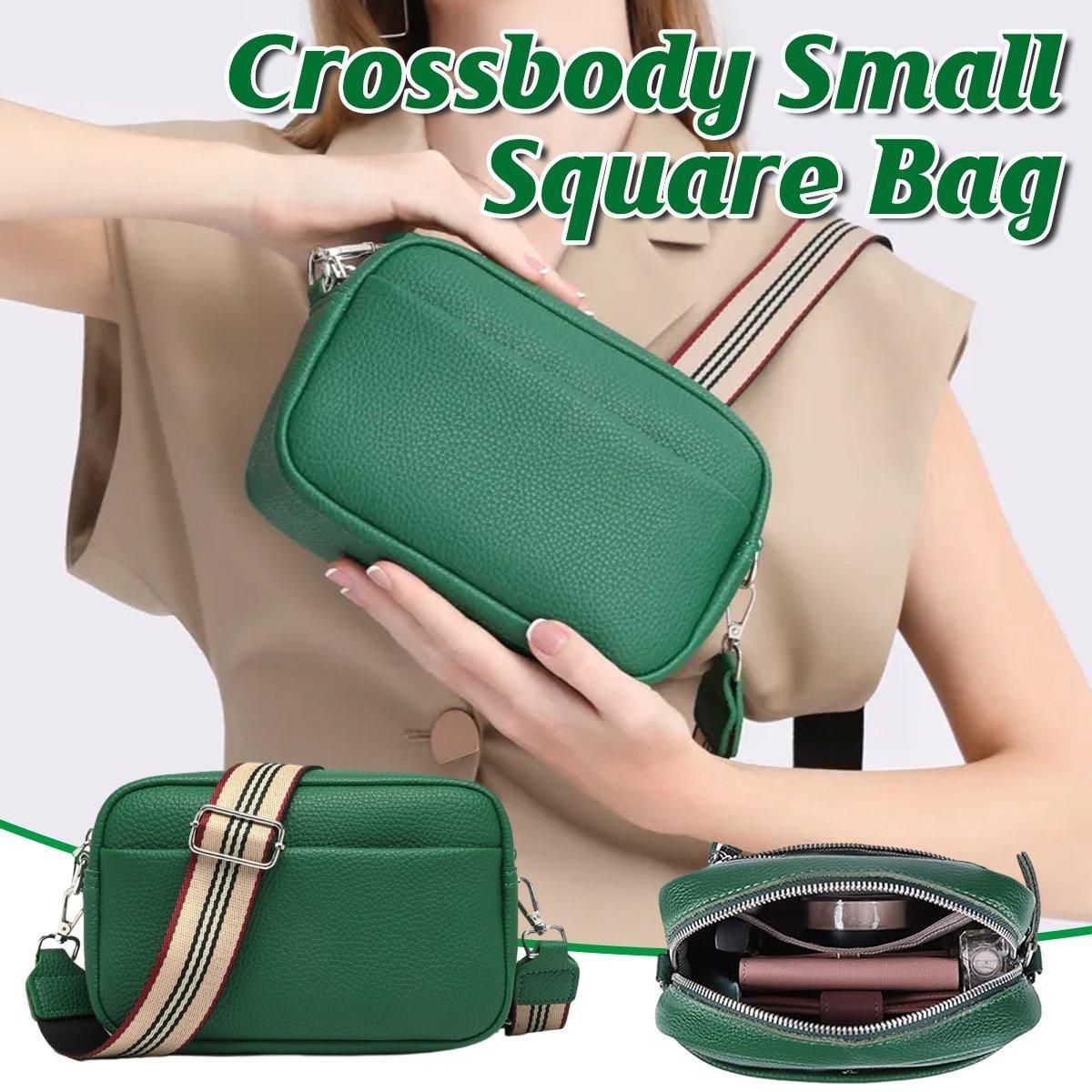 Wide Shoulder Strap Crossbody Fashion Handbag Small Green Square Bag for Women