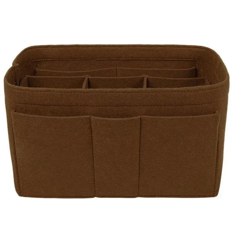 Felt Handbag Organizer Insert with Multiple Pockets for Tote and Purse - Coffee XL Size