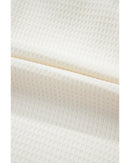 White Solid Color Ruffle Trim Waffle Knit Blouse - XL