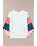 White French Terry Color Block Long Sleeve Top - M