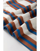 White Striped Floral Printed Patchwork Lantern Sleeve Blouse - XL