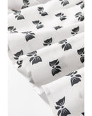 White Bow Knot Print Piping Trim Ruffled Crew Neck Blouse - S