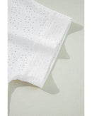 White Eyelet Pattern Boat Neck Casual Tee - XL