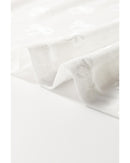 White Mesh Bow Pattern Long Sleeve Top - M