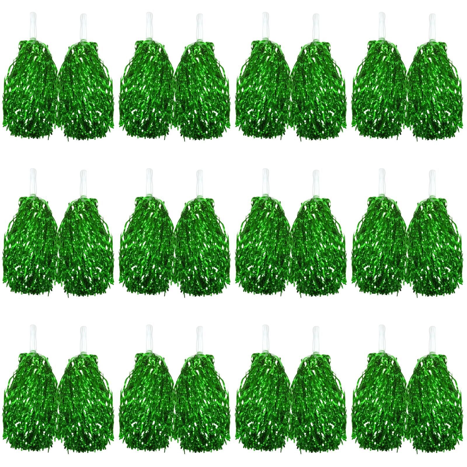 Green Metallic Cheerleading Pom Poms β Set of 12 w/ Easy-Grip Handles Australia Day