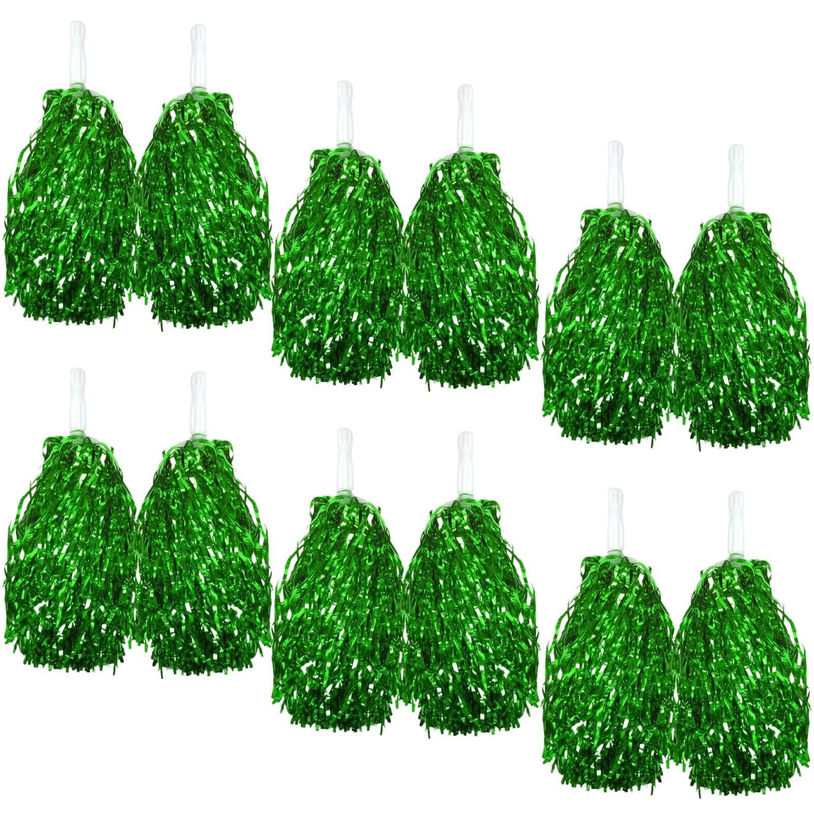 Green Metallic Cheerleading Pom Poms β Set of 6 w/ Easy-Grip Handles Australia Day