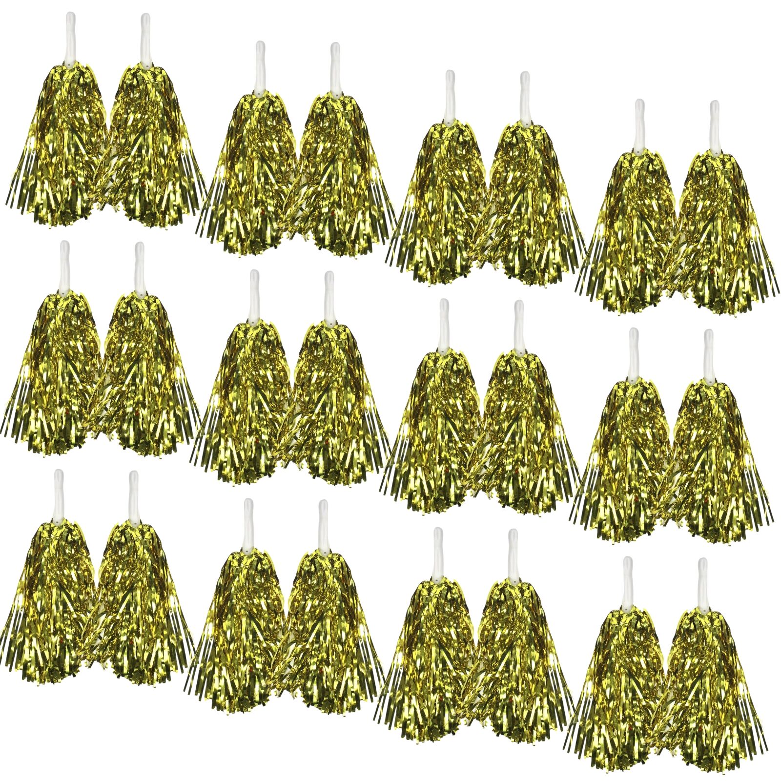 Yellow Metallic Cheerleading Pom Poms β Set of 12 with Easy-Grip Handles Australia Day