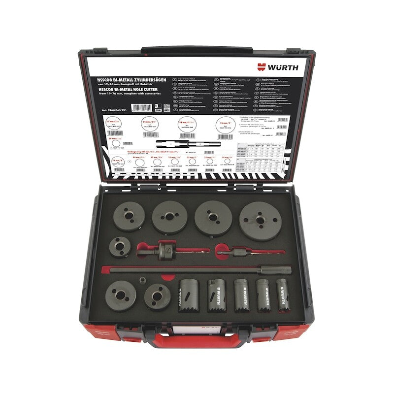 16pcs Wurth Cylinder Hole Saw Assortment Kit HSCO8 SYSKO 19β76 MM