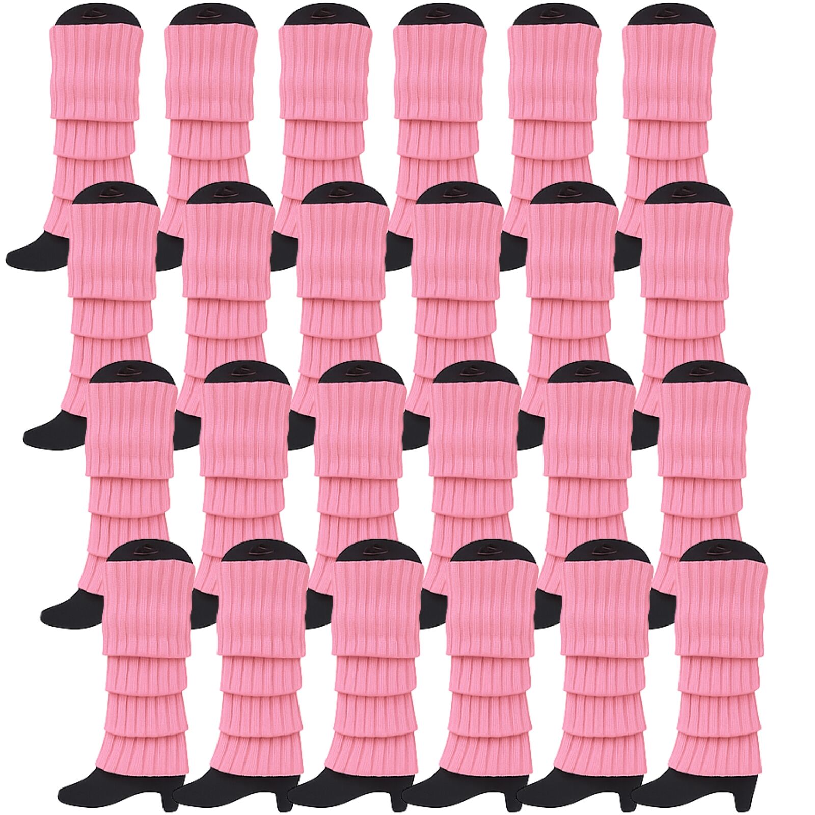 24x Womens Leg Warmers Disco Winter Knit Dance Party Crochet Legging Socks Costume - Light Pink