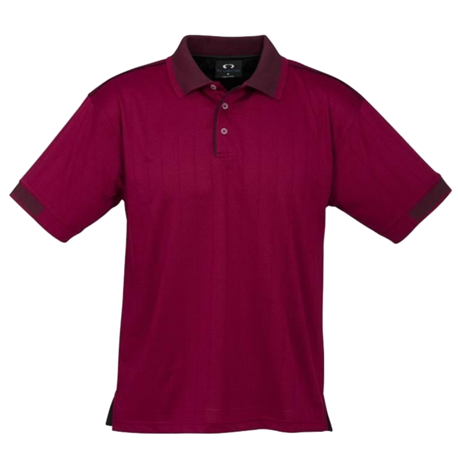 Mens Polo Shirt Breathable Top T Shirt Casual Cotton Blend Cool Dry - Maroon/Black - S