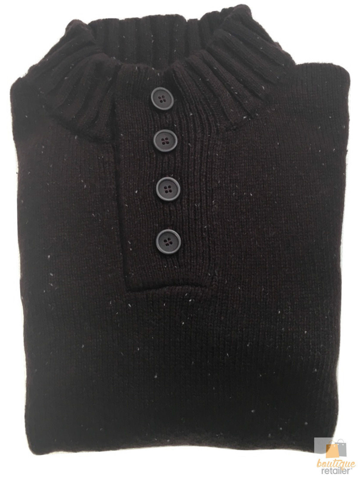 Mens Knit Jumper Pullover Sweater Knitted Casual Stretch Warm Winter - 4 Button Mulberry 94 (KW16) - S