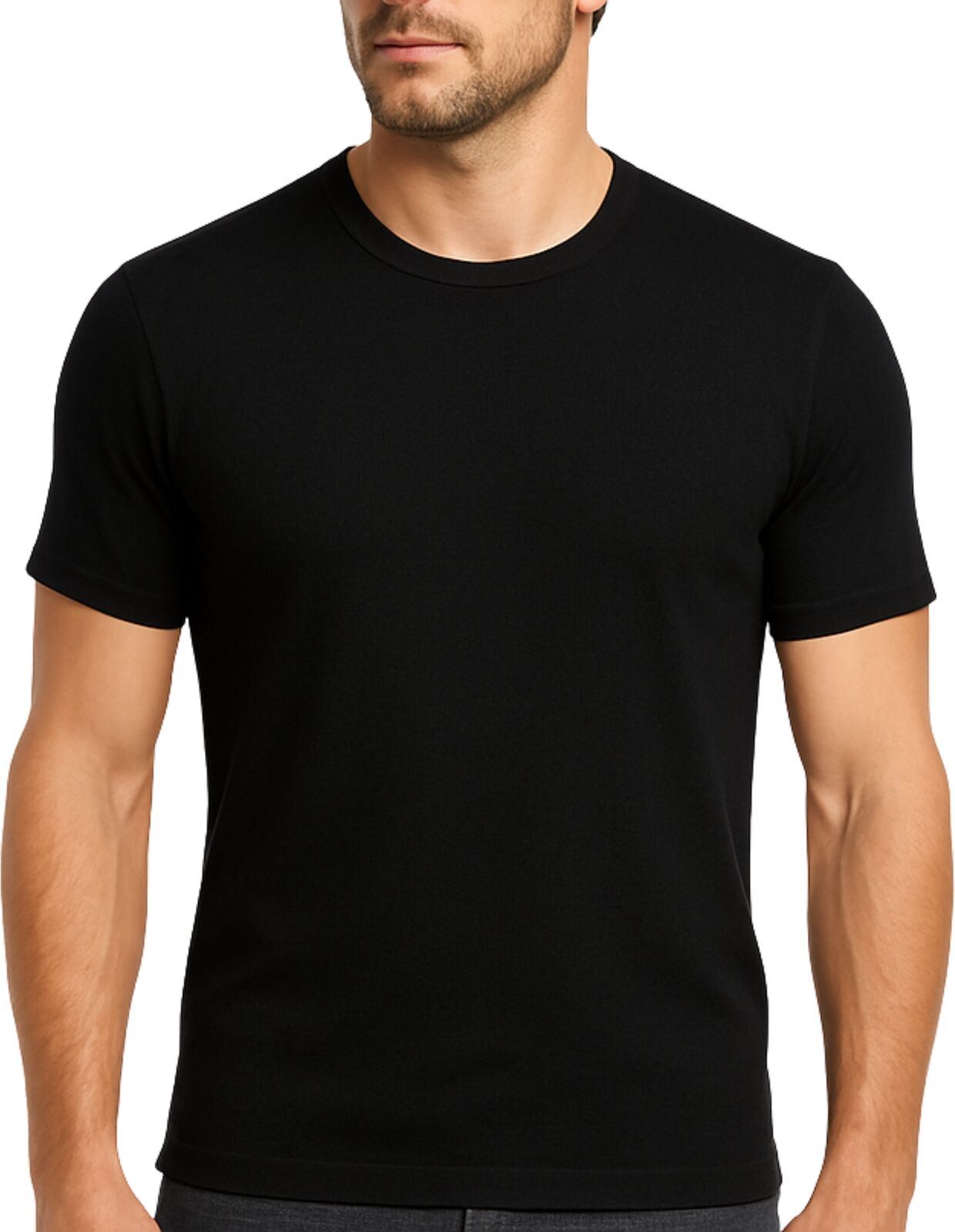 Mens 100% Pure Merino Wool Crew Neck Short Sleeve Top T Shirt Thermal Underwear - Black
