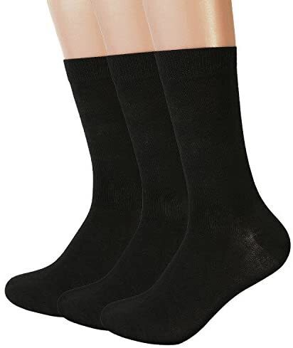 3 Pairs Unisex Bamboo Crew Socks - Black