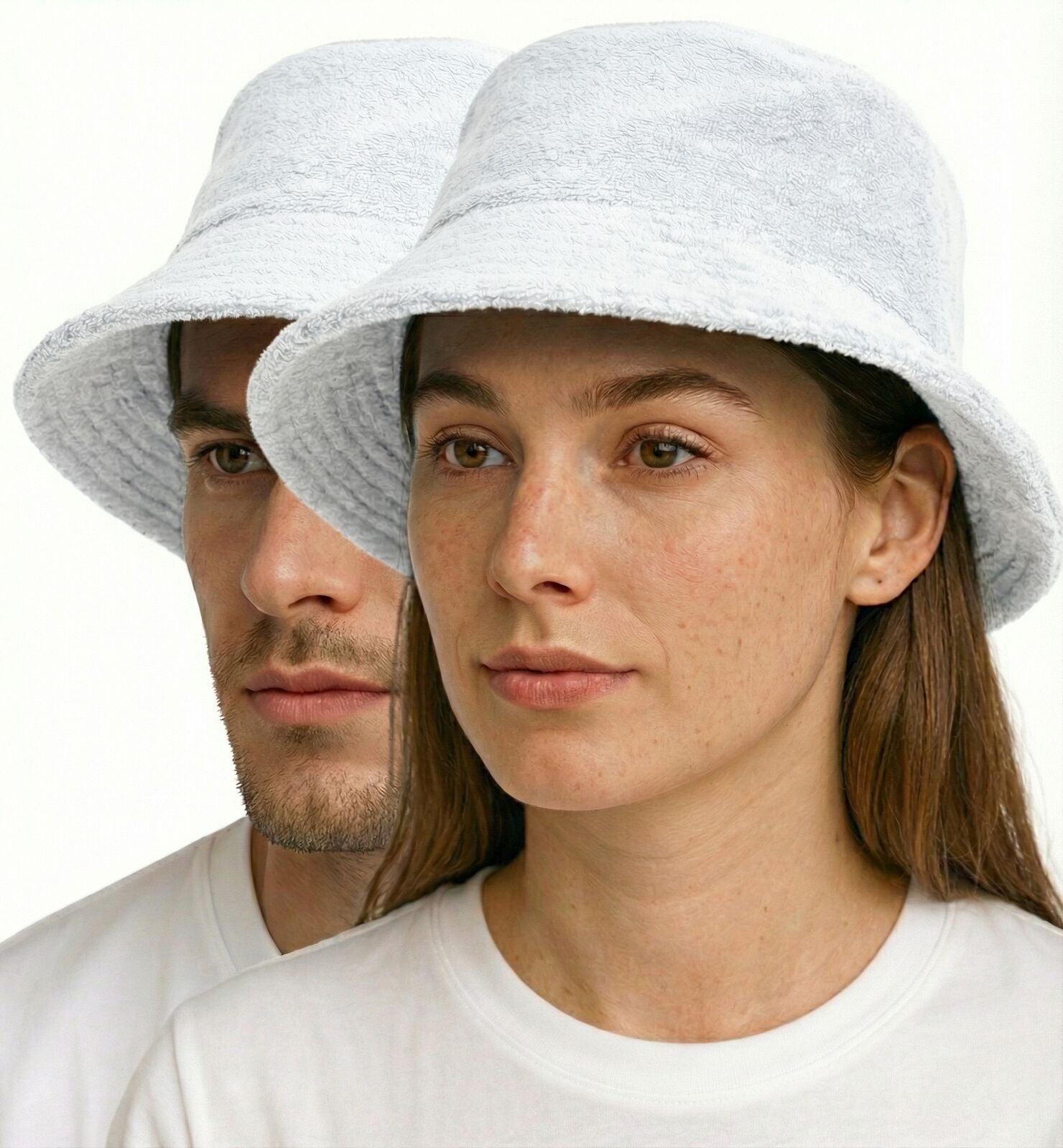 Stingy Brim Terry Towelling Bucket Hat Daggy Fishing Camping Lad Cap 100% COTTON - White