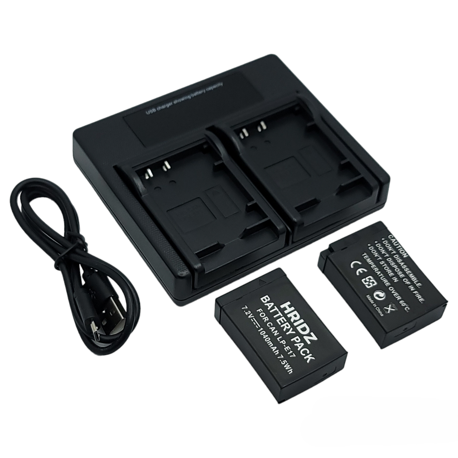 Hridz LP-E17 Batteries & Dual Charger For Canon EOS M6 200D 77D 750D 760D 8000D
