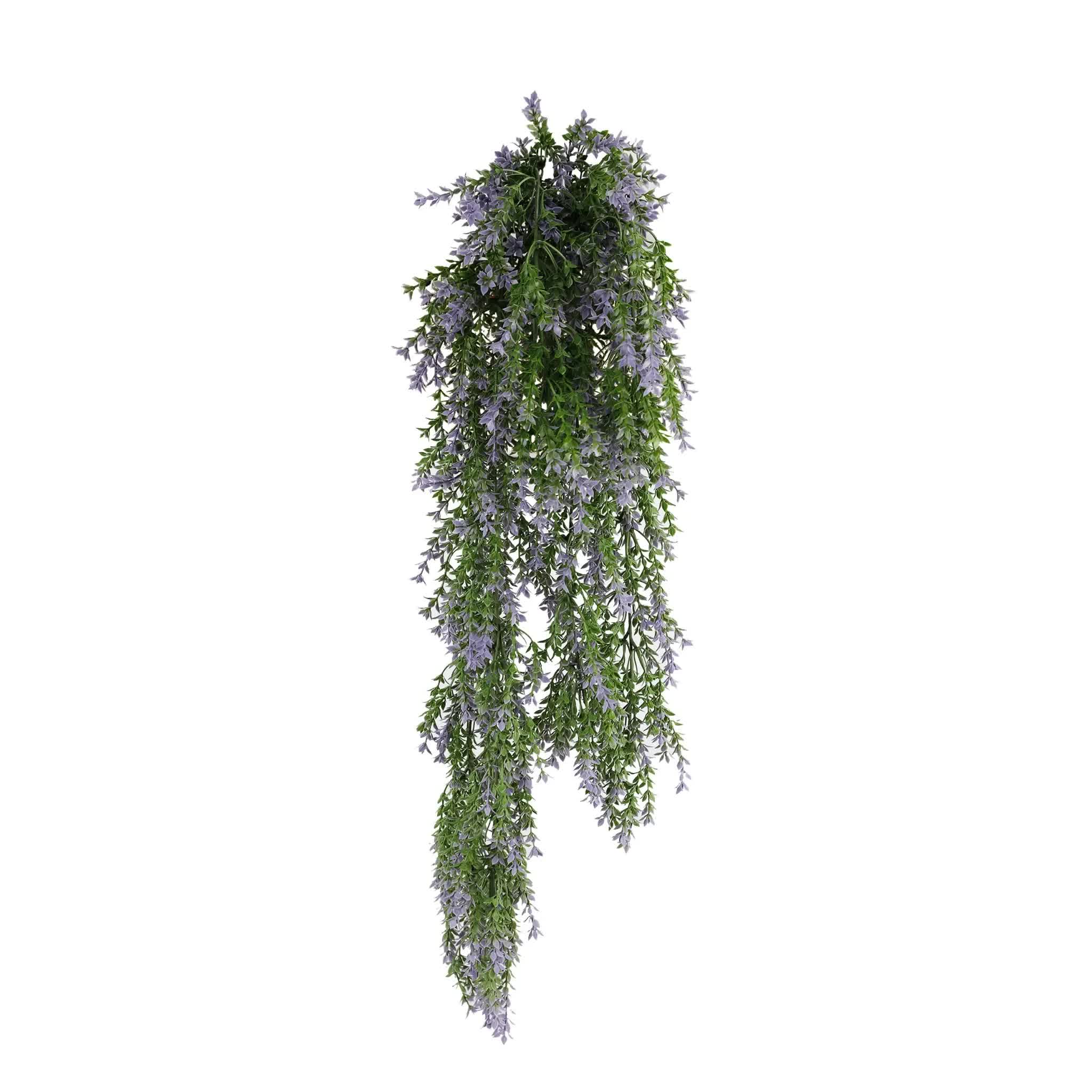 Artificial Hanging Purple and Green Willow Leaf Garland Bush UV Resistant and Fire Rated 20cm x 76cm