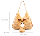 Yellow Adorable Fluffy Cat Shoulder Bag - Cute Plush Kitten Novelty Handbag for Girls & Women