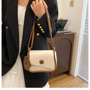 White and Brown Chic PU Leather Crossbody Bag with Cute Bear Charm - Adjustable Strap Shoulder Purse