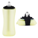 Yellow Collapsible Handheld Running Flask - 350ml Lightweight Silicone Water Bottle with Bite Valve
