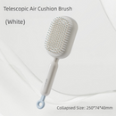 White Innovative Self-Cleaning Cushion Hairbrush - Retractable Bristle Detangling & Scalp Massager