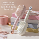 White Innovative Self-Cleaning Cushion Hairbrush - Retractable Bristle Detangling & Scalp Massager