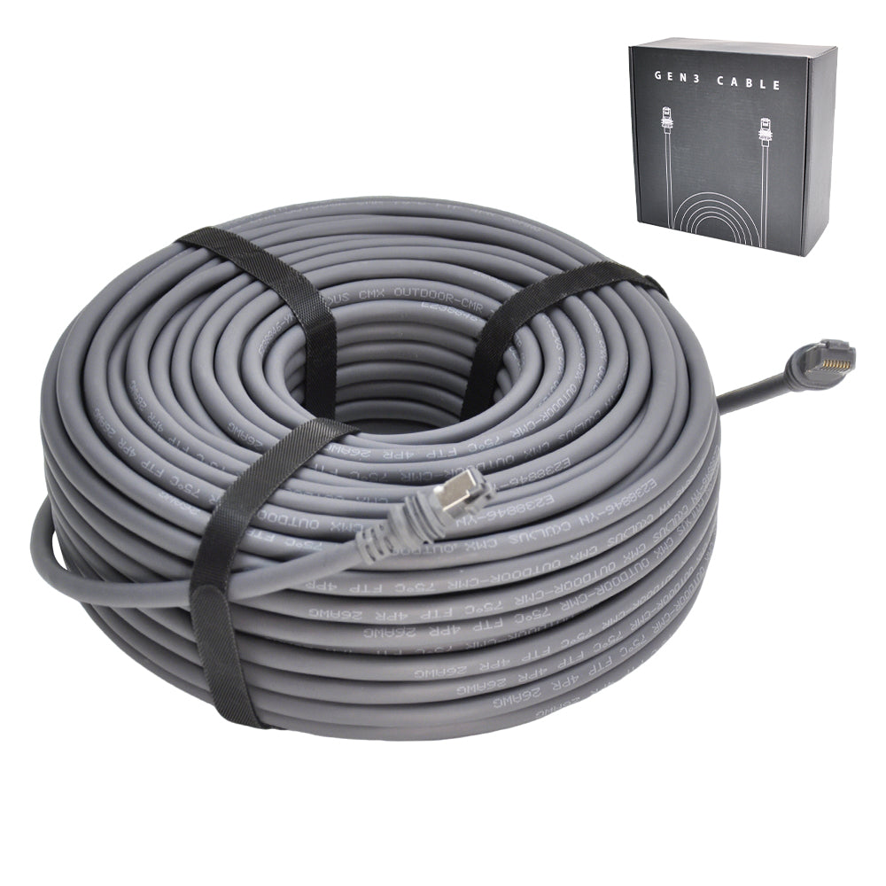 46M/150FT Replacement Gen 3 Cable 26AWG for Starlink Rectangular Satellite V3 Waterproof Weatherproof High Speed Supports Bandwidths up to 1200Mbps Gray