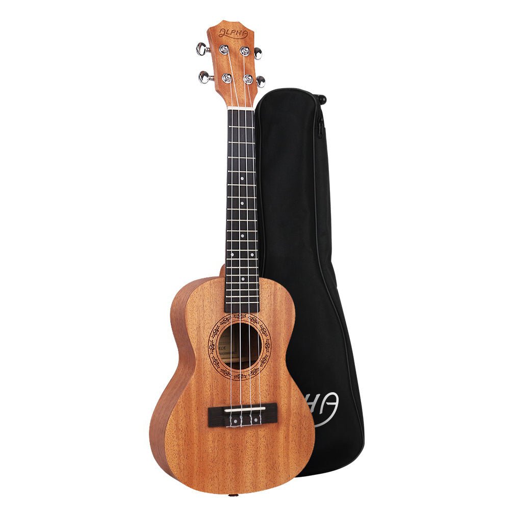 Alpha 23" Concert Ukulele Mahogany Ukuleles Uke Hawaii Guitar w/ Carry Bag - NuSea