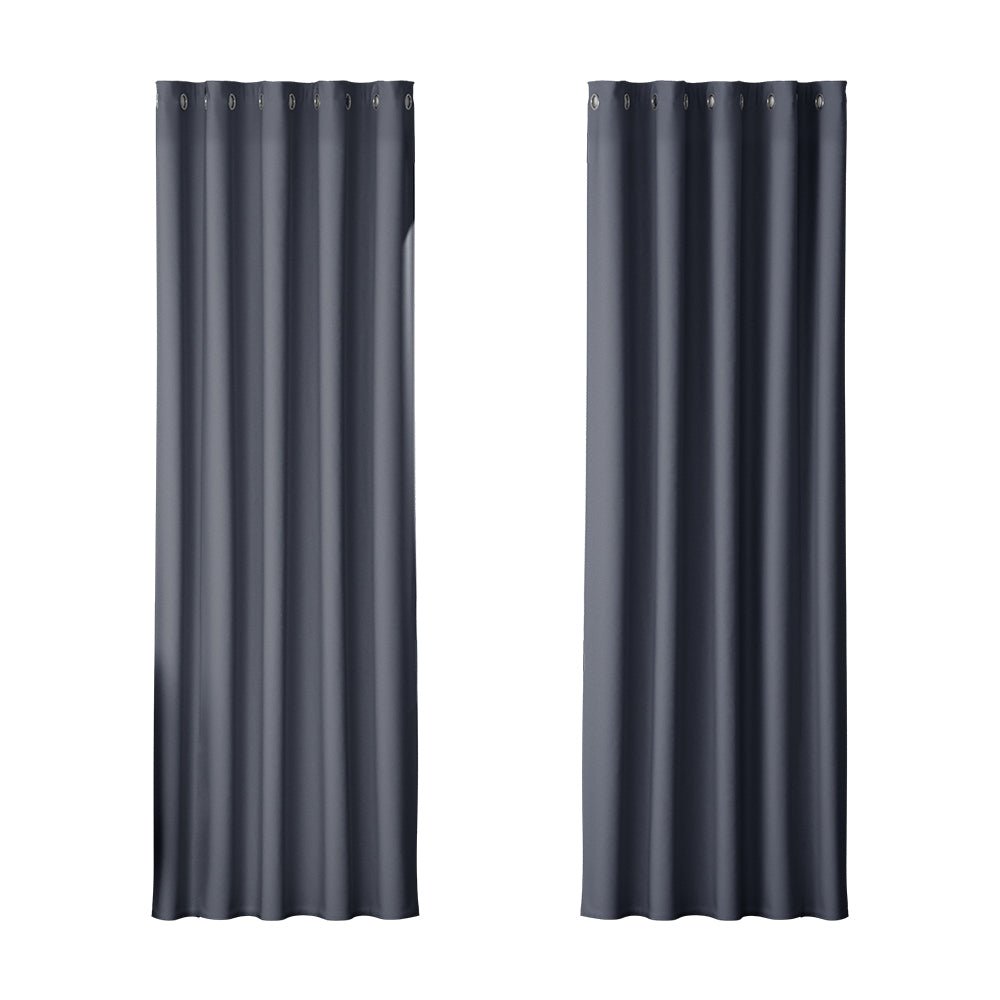 Artiss 2X Blockout Curtains Eyelet 180x213cm Charcoal - NuSea