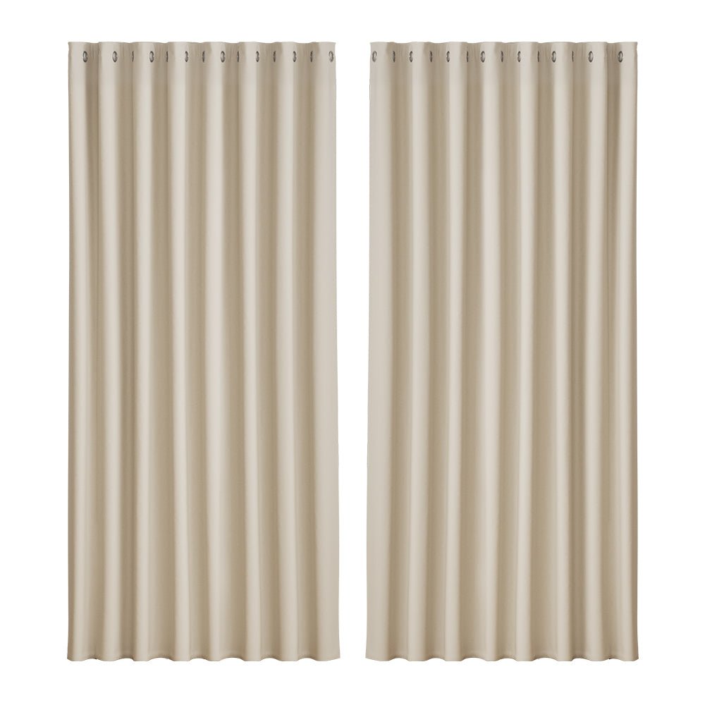 Artiss 2X Blockout Curtains Eyelet 300x230cm Beige - NuSea