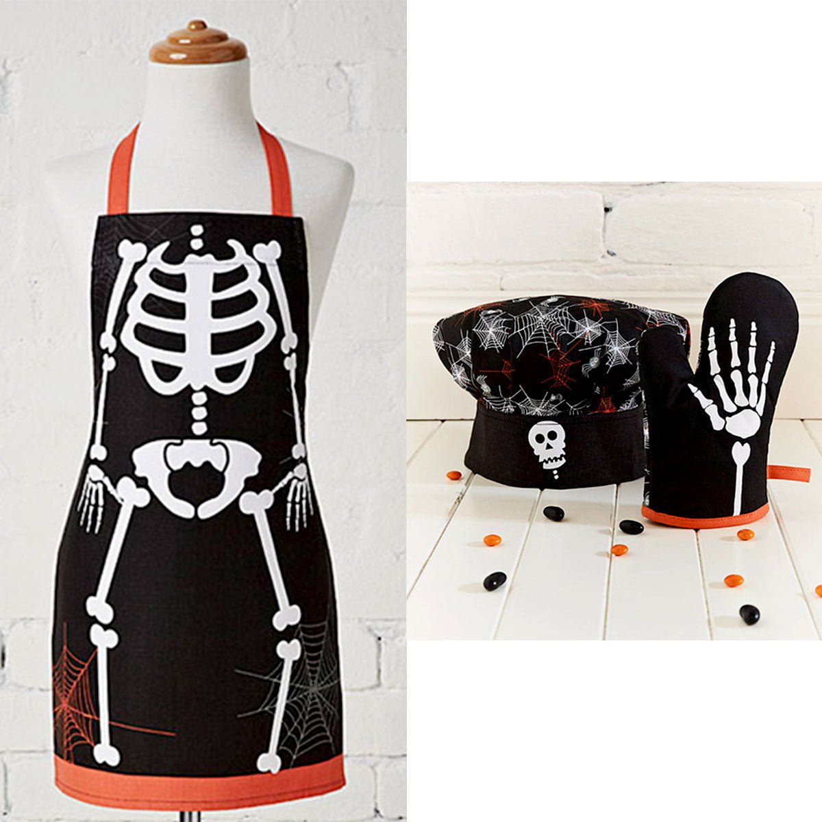 Cubby House Kids Set of 3 Skeleton Halloween Children Kids Kitchen Chef Set - NuSea