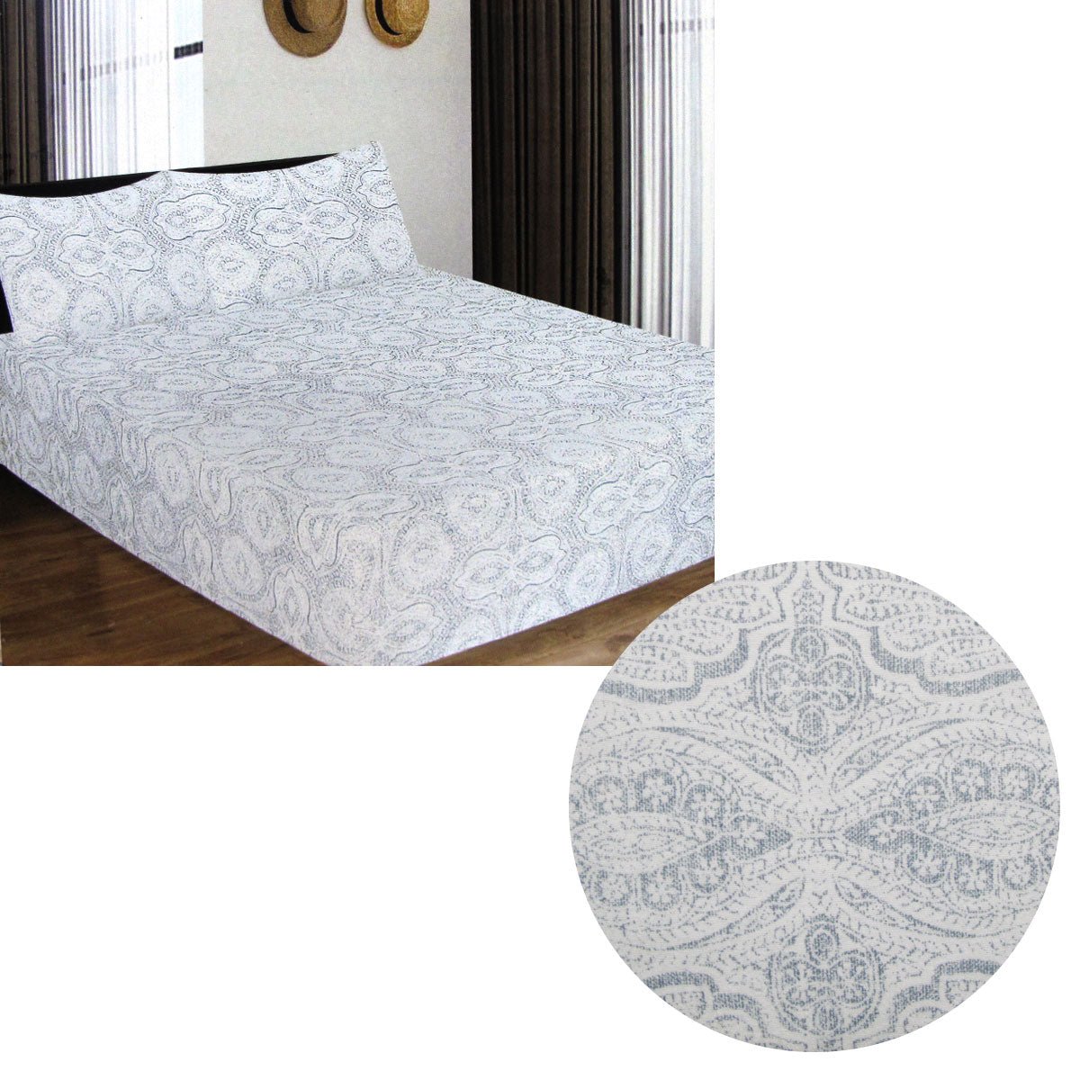 ICF Store Cotton Flannel Combo Fitted Sheet Set Queen Romano - NuSea