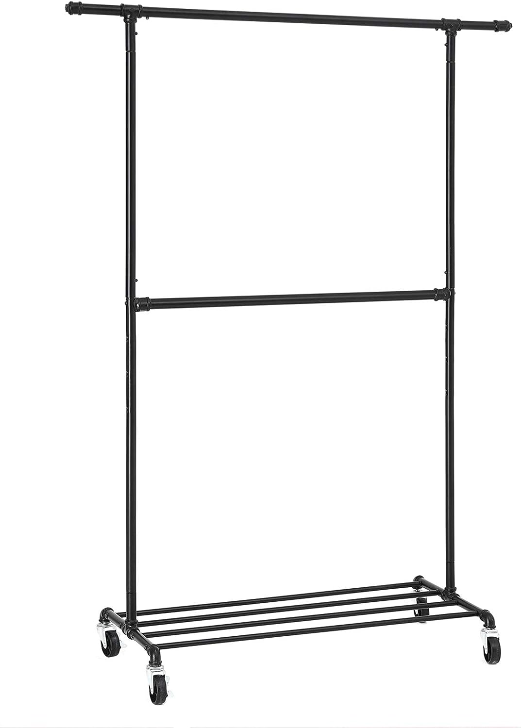 Industrial Clothing Rack Wheels Double Rod - NuSea