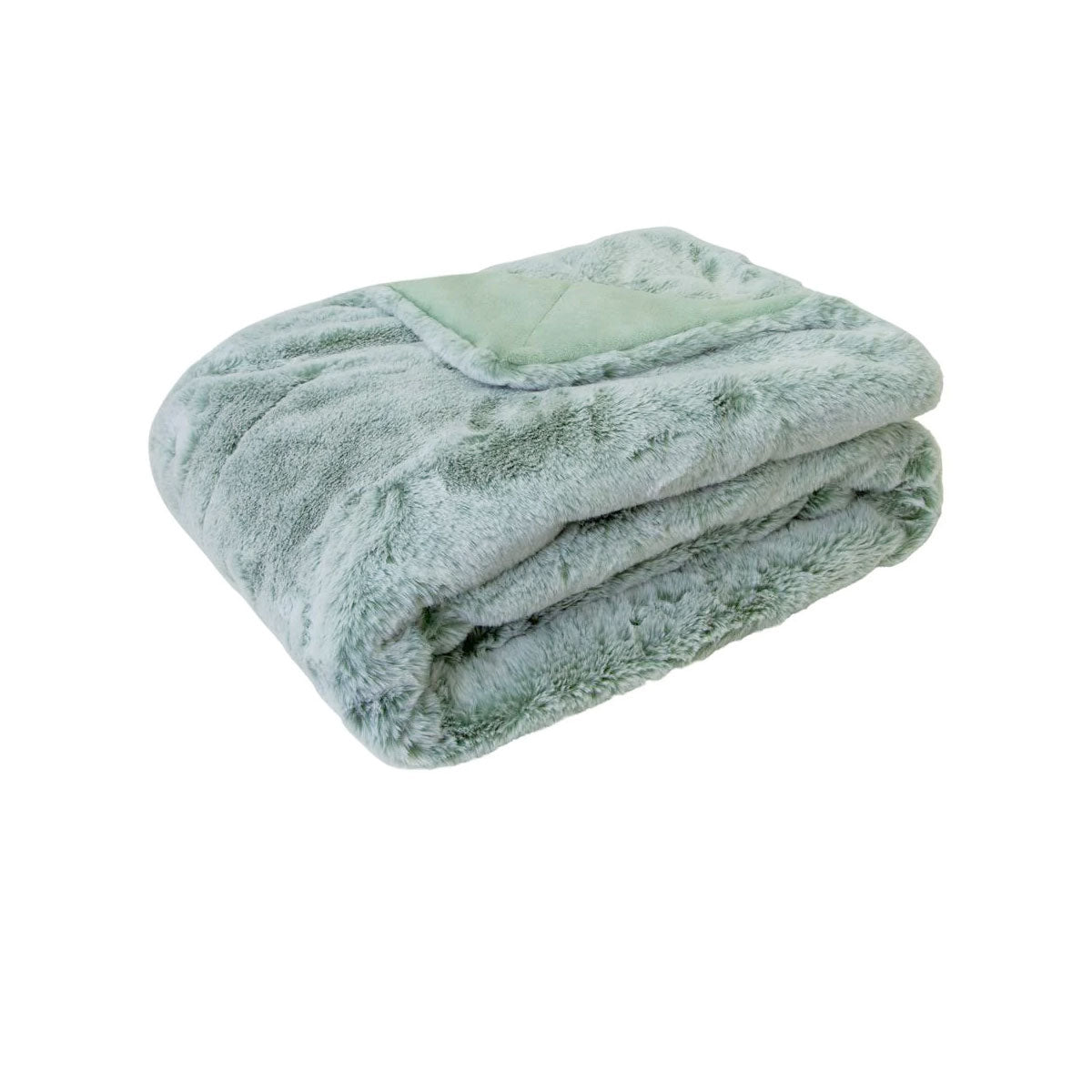 J Elliot Home Archie Sage Faux Fur Throw Rug 130 x 160cm - NuSea