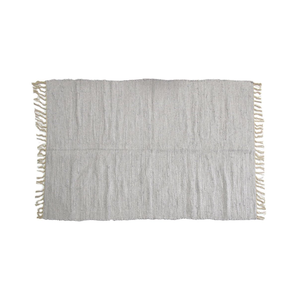 Large Chindi Cotton Handmade Floor Mat with Tassels 90 x 150 cm Silver - NuSea