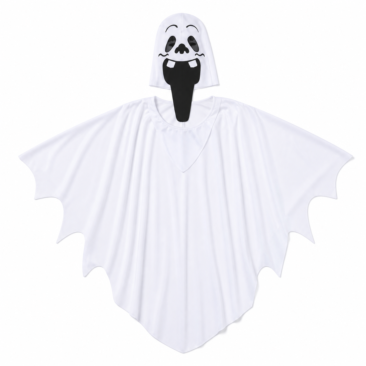 Kids’ White Ghost Costume – Hood & Tunic white background product image