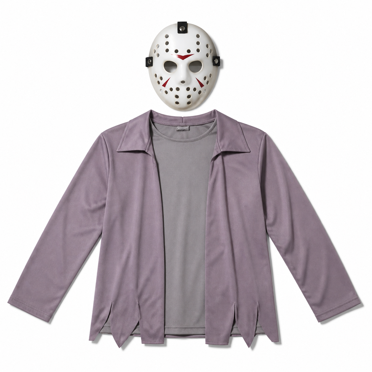 Kids’ Masked Horror Boy Costume – Mask & Jacket Top white background product image