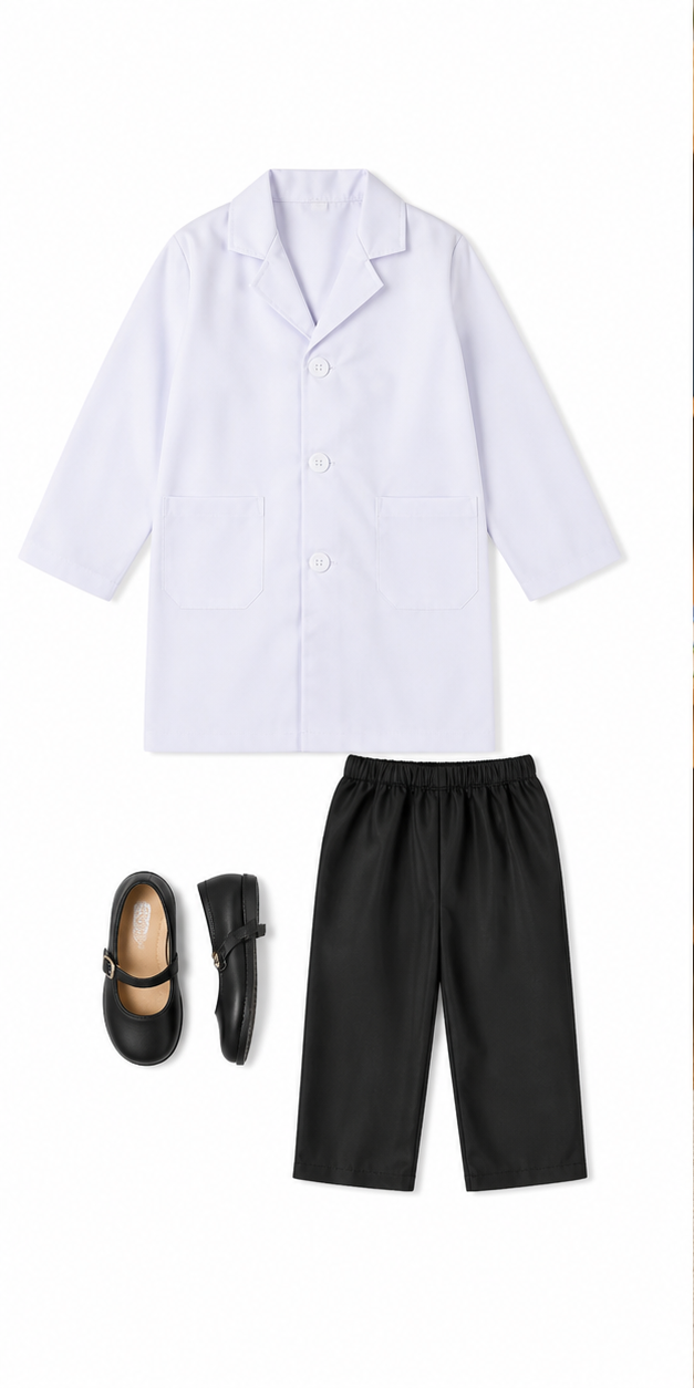 Kids’ White Lab Coat Costume – Scientist & Doctor Dress-Up white background product image