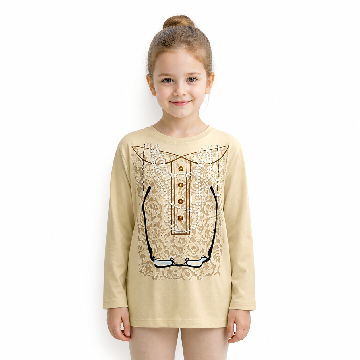 Kids’ Grandma Costume Shirt – Printed Vintage Blouse white background product image