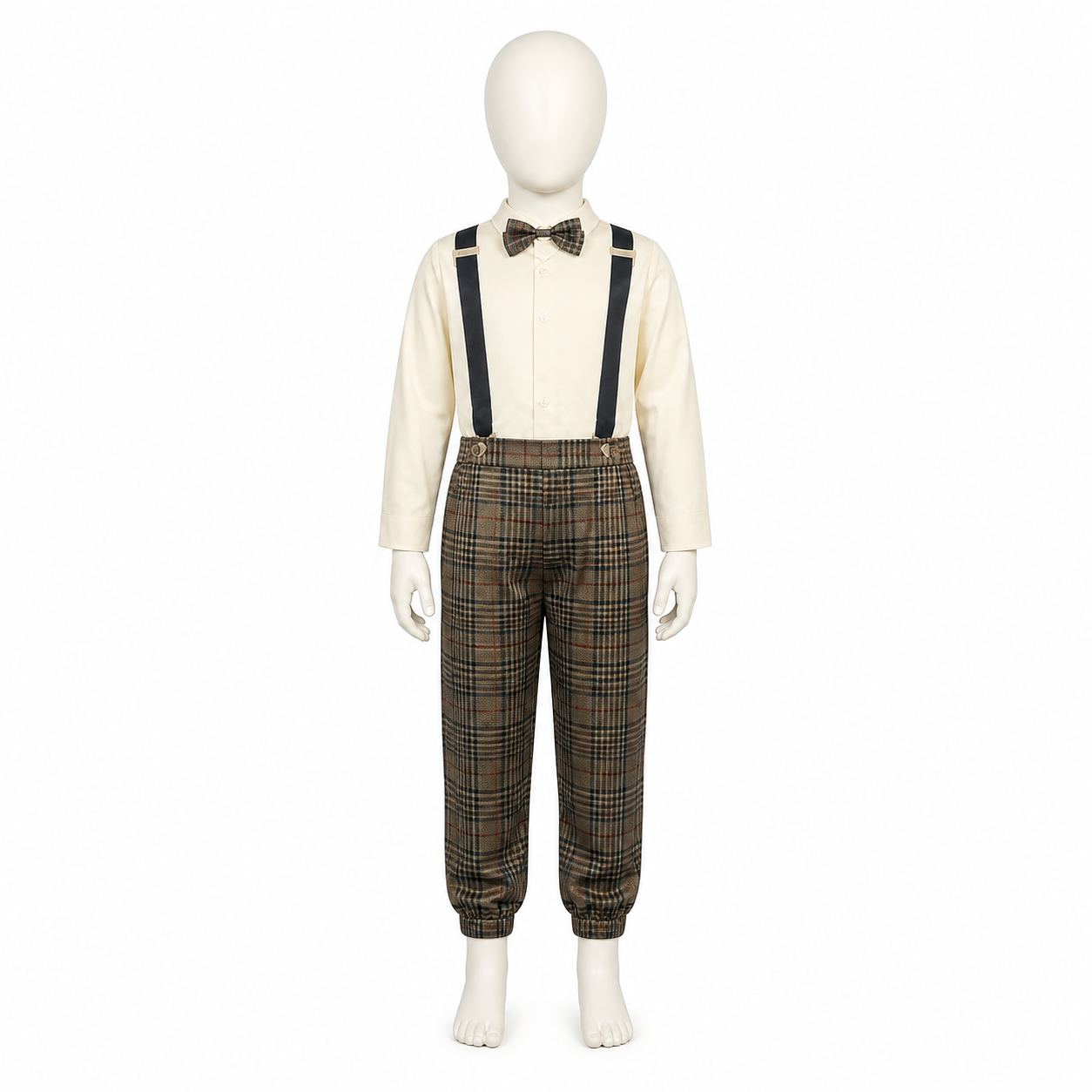 Kids’ Elderly Man Costume – Shirt & Plaid Pants white background product image